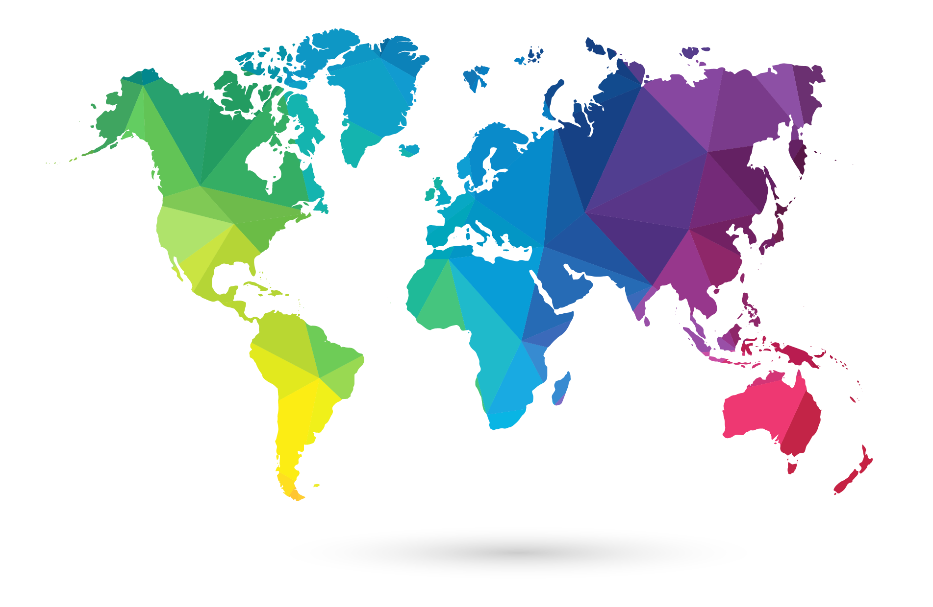 World is colours. Карта цветная. Цветные континенты на белом фоне. Разноцветная карта.